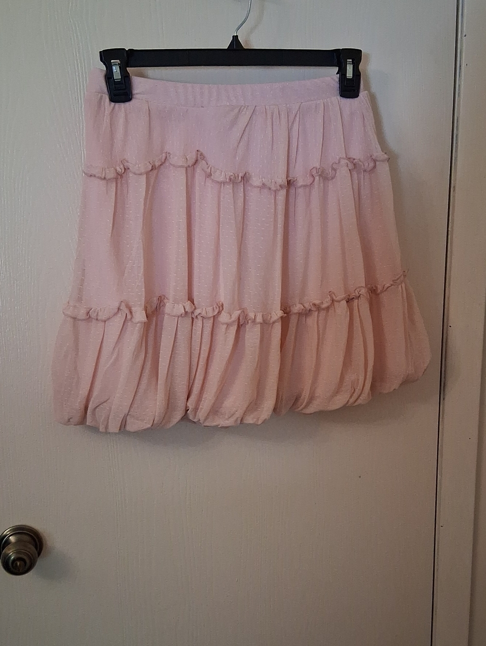 La Belle Pale Pink Tiered Bubble Hem Mini Skirt